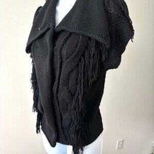 m.o.l  knits Vest Sweater Medium Fringe Open Weave Boho Gothic Festival Indie